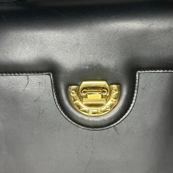 Vintage Givenchy Black Leather Top Handle 2 Way Bag - Picture 2 of 16